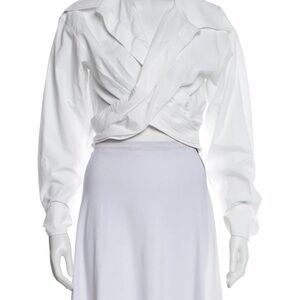 Alexanderwang.T V-Neck Long Sleeve Crop Top